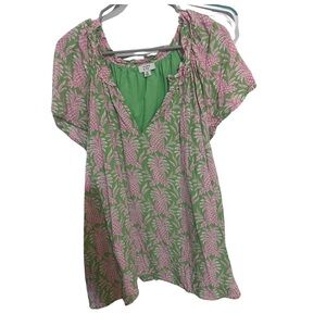 Crown & Ivy Green and Pink Blouse